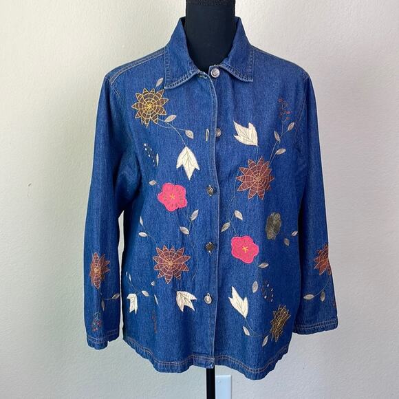 80's style Tudor Court by Haband fall leaves shacket women’s L - Picture 1 of 16